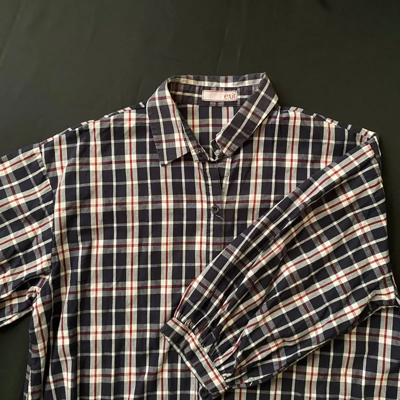 Vintage Minimalist Blouse Wanita navy photo 1