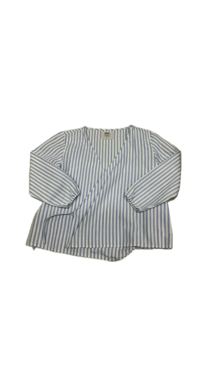 Ninety Degrees Lolita Blouse Wanita white blue photo 1