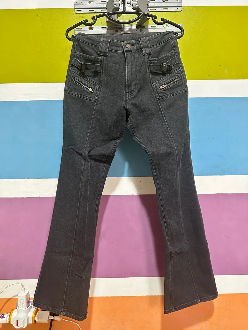 Grunge Casual High waisted jeans Wanita black photo 1