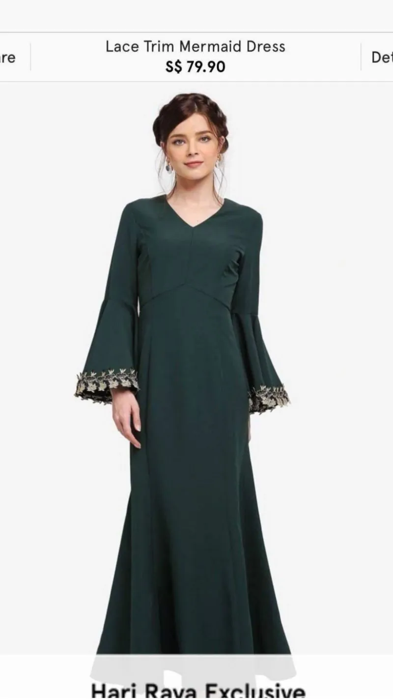 Luxury Muslim Maxi dress Wanita green photo 1