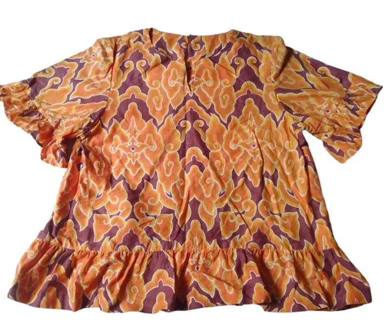 Casual Batik Blouse Wanita orange yellow photo 1