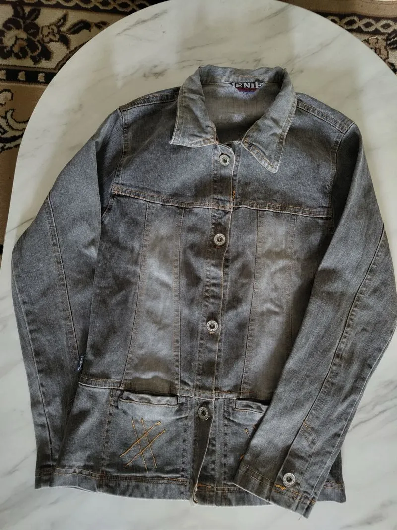 Streetwear Casual Denim jacket Wanita gray photo 1