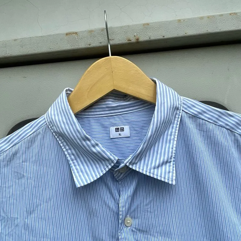 Uniqlo Luxury Casual Formal shirt Pria white blue photo 1
