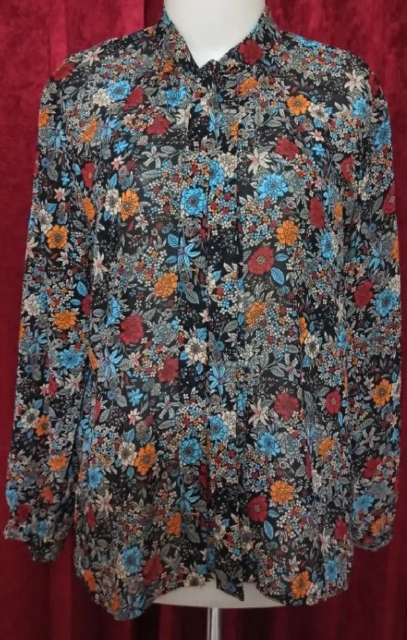 Japanese brand Vintage Casual Blouse Wanita red blue photo 1