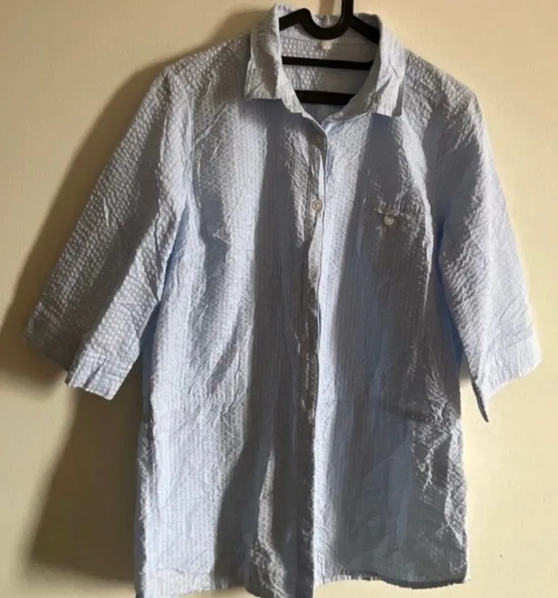 Japanese brand Vintage Blouse Wanita cream blue photo 1