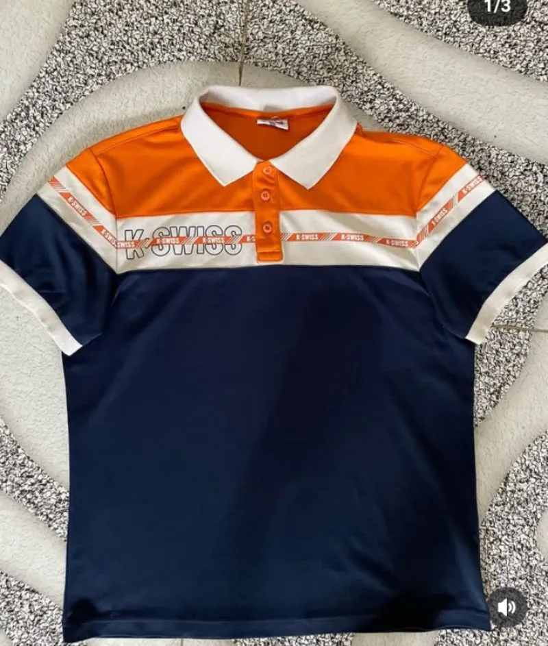 K-Swiss Vintage Polo shirt Pria orange blue photo 1