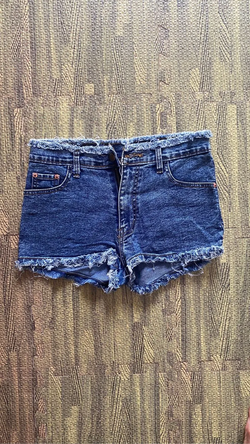 Y2K Casual Short Wanita blue photo 1