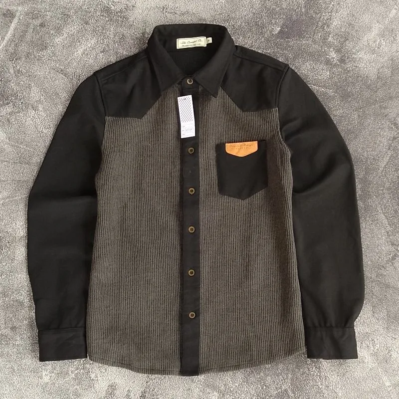 LAINE Vintage Casual shirt Pria black gray photo 1