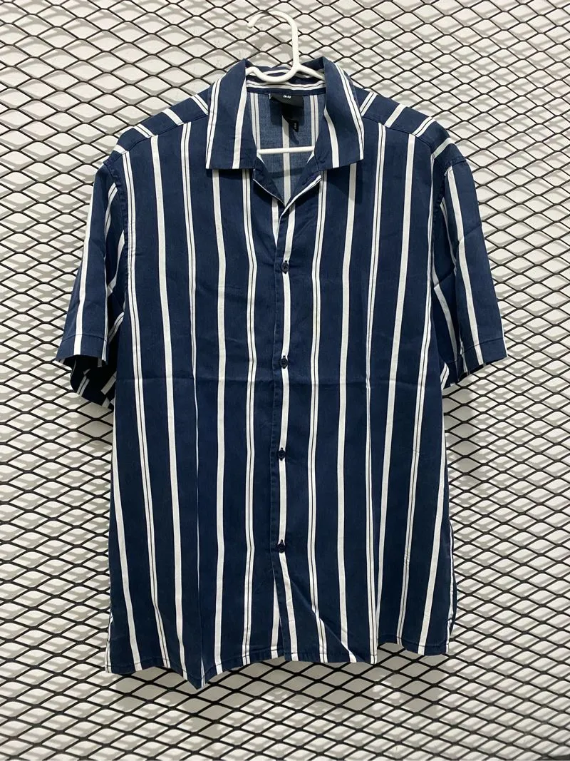 H&M Y2K Casual Casual shirt Pria white navy photo 1