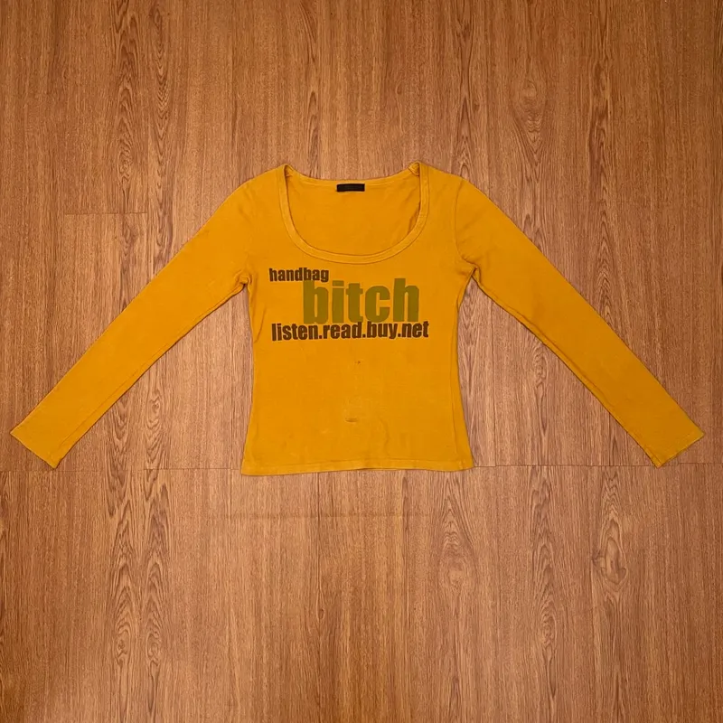 Japanese brand Y2K Avant Garde Blouse Wanita khaki orange photo 1