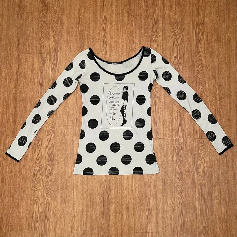 Y2K Avant Garde Blouse Wanita black gray photo 1