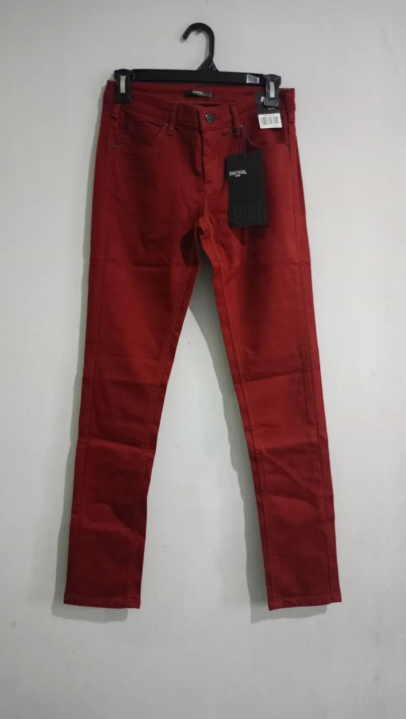 Vintage Casual Skinny jeans Wanita red photo 1