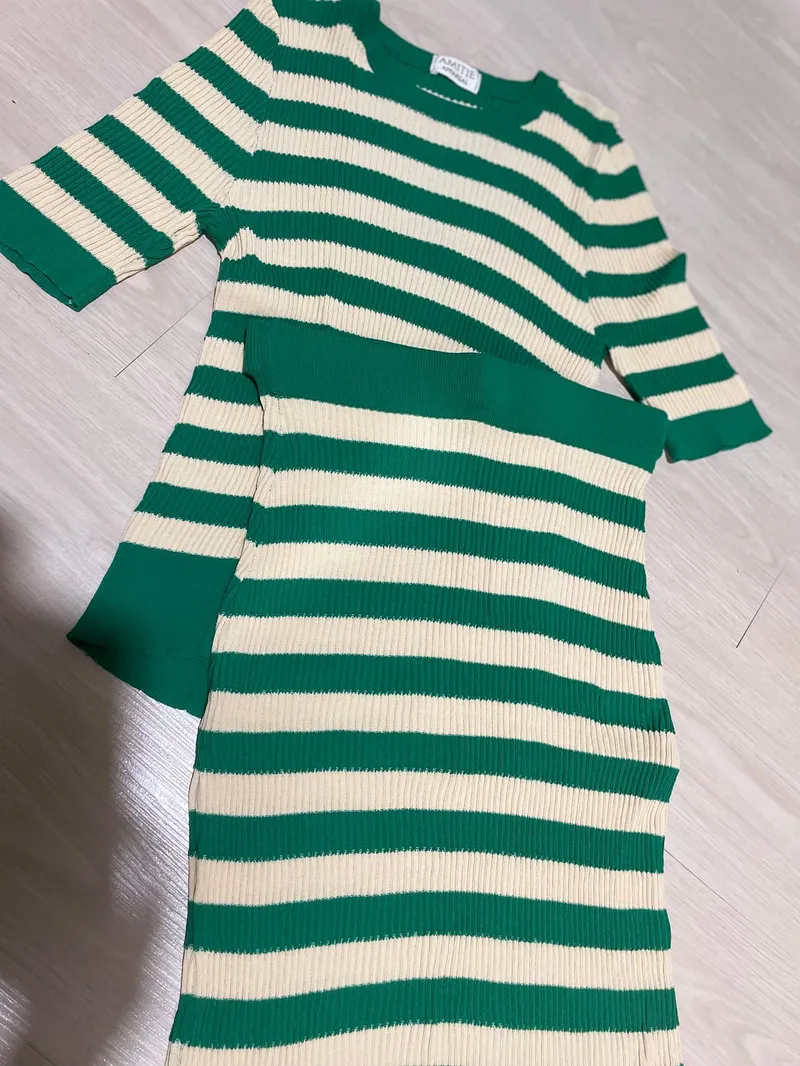 Casual Wanita green cream photo 1