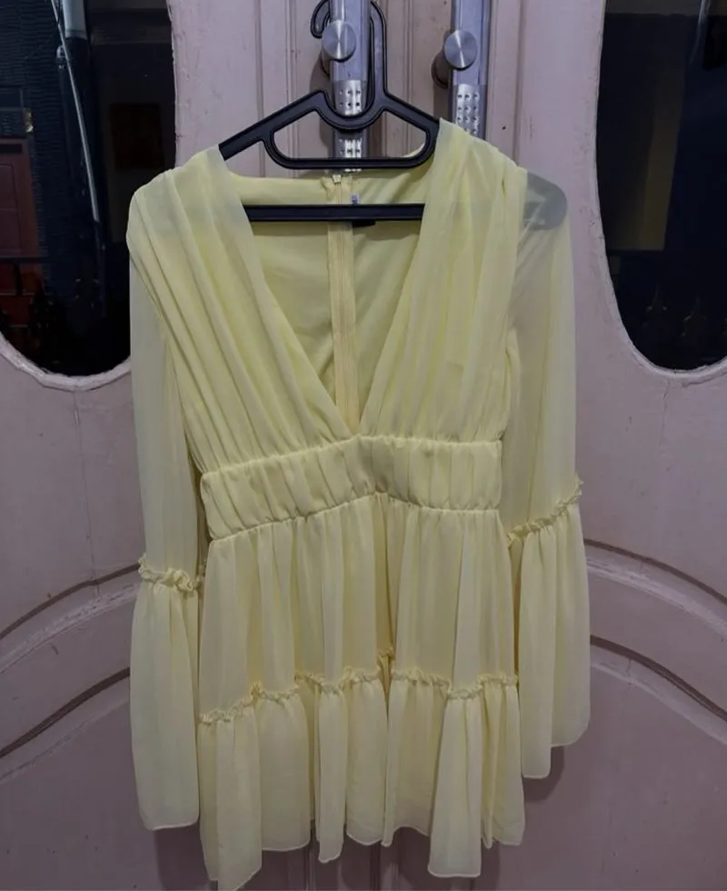 Coquette Casual Casual dress Wanita cream yellow photo 1