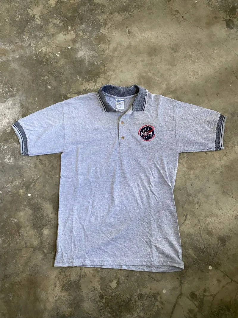 Kaos Kerah Gildan NASA Embroidered Small Logo Gray Poloshirt photo 1