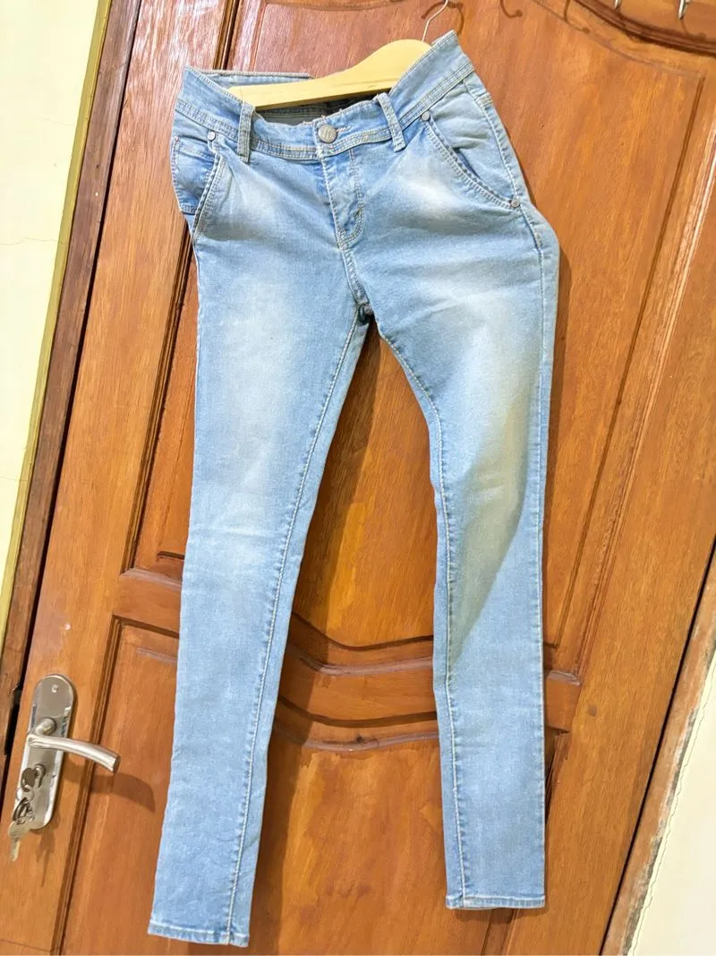 Minimalist Casual Skinny jeans Wanita navy blue photo 1