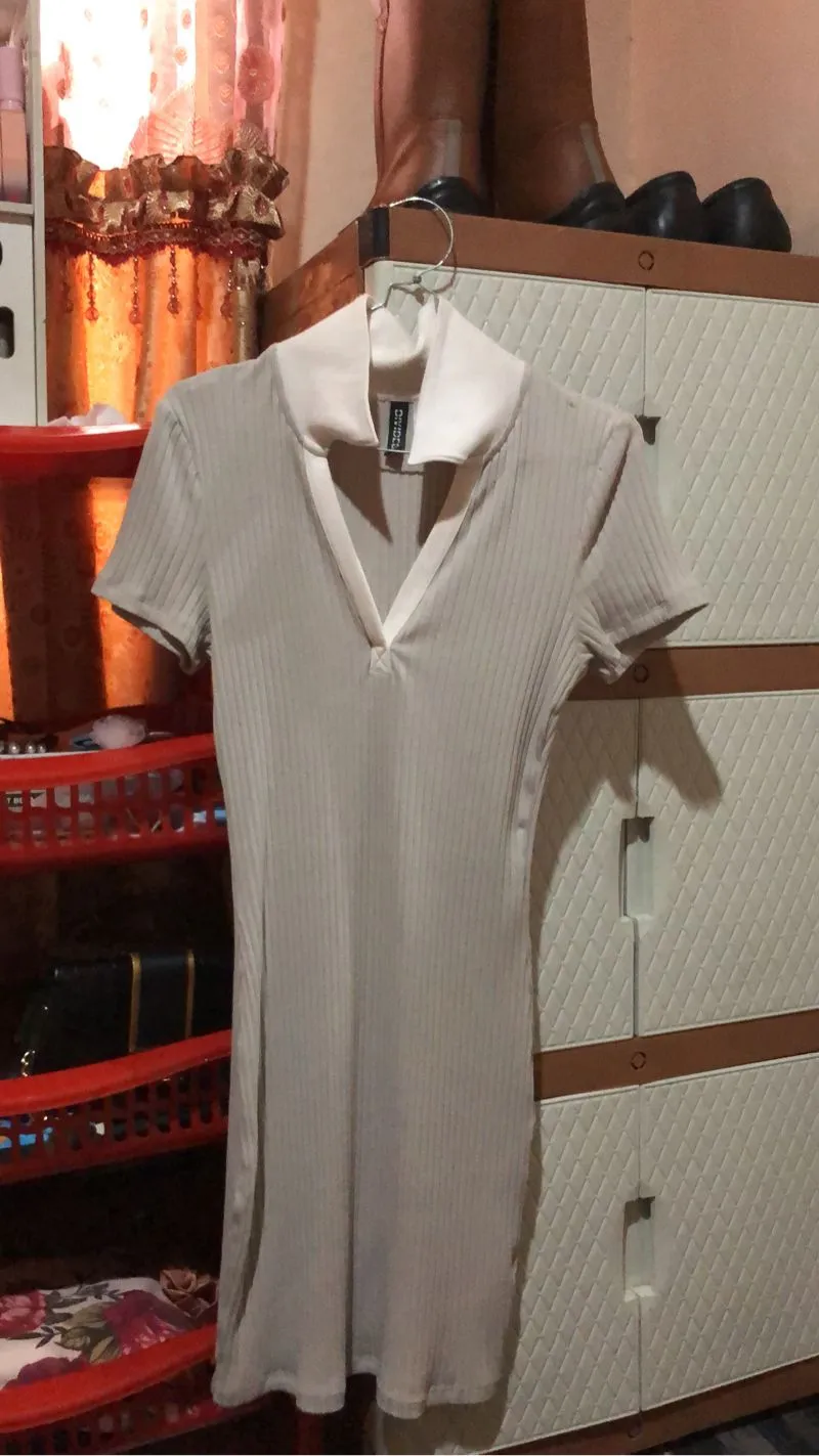 H&M Coquette Casual Casual dress Wanita white cream photo 1