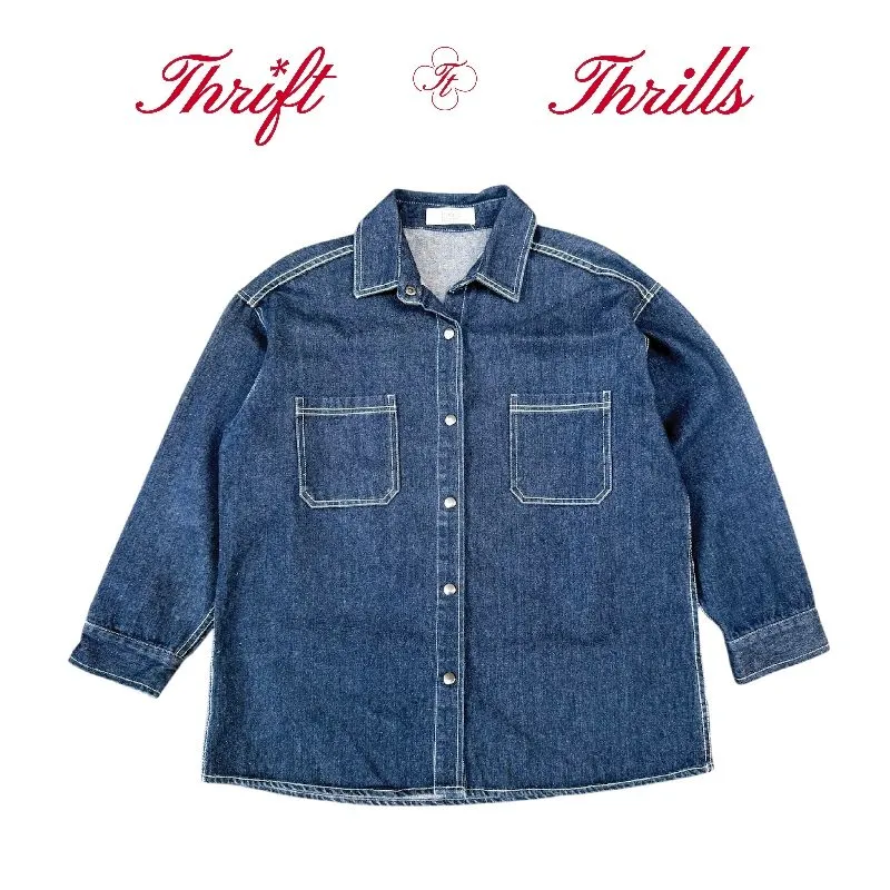Streetwear Casual Denim jacket Pria blue photo 1