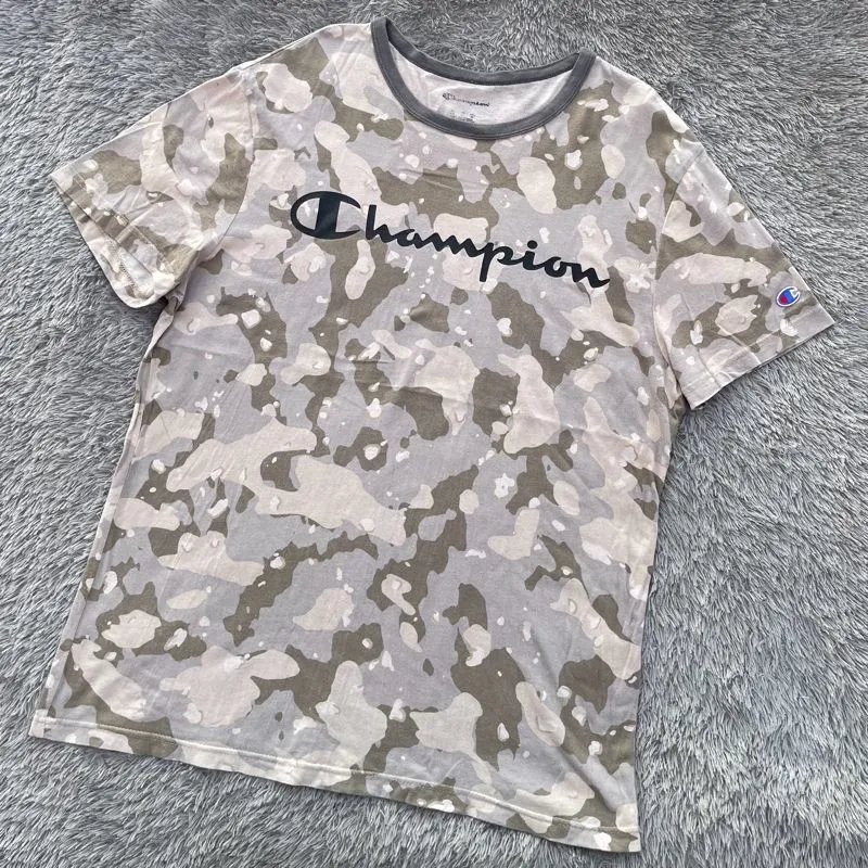 Champion Vintage Casual T-shirt Pria tan cream photo 1