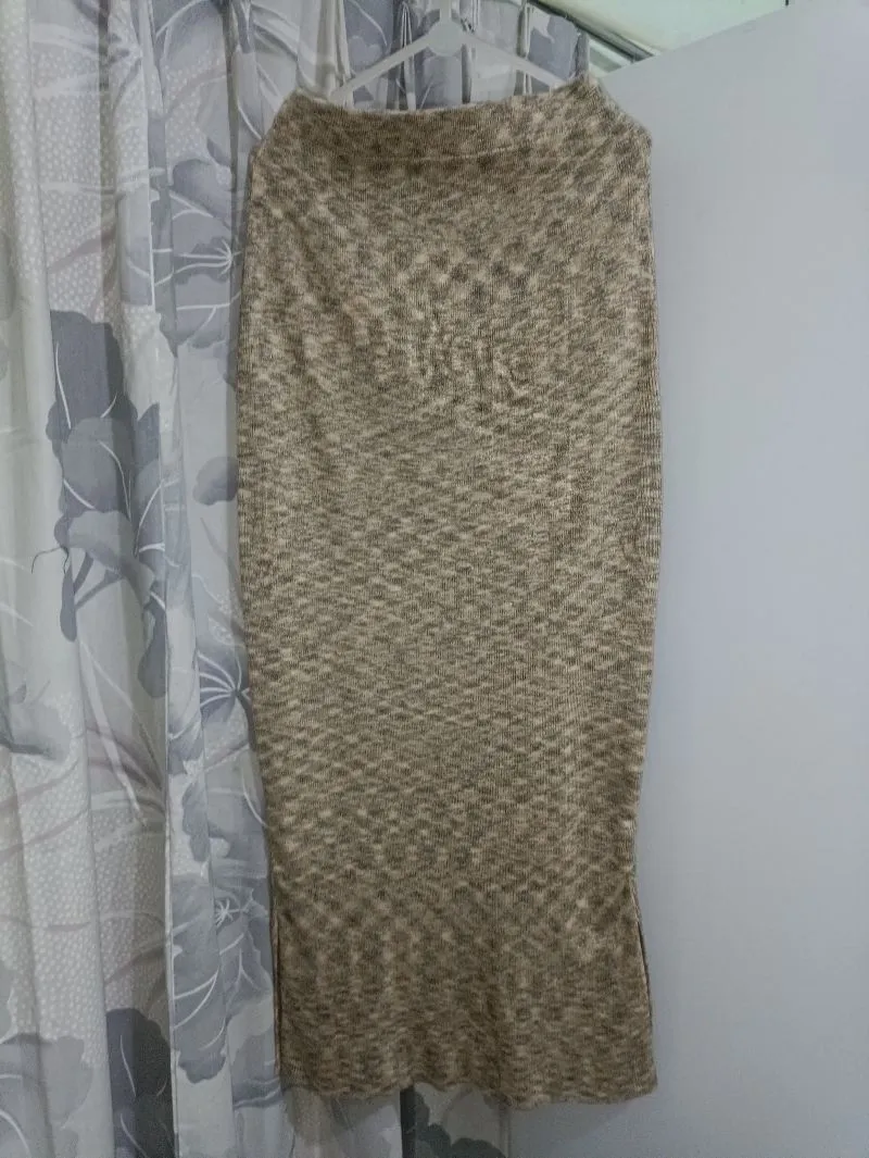 Casual Maxi skirt Wanita tan photo 1