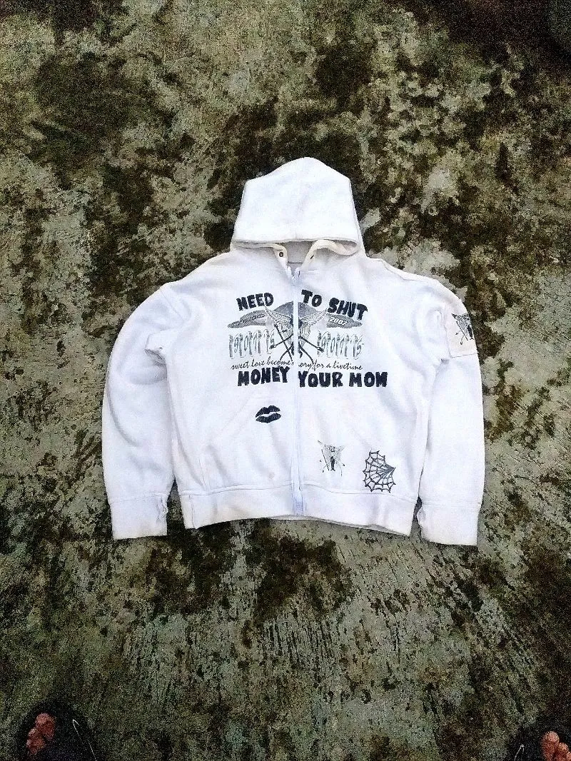 Streetwear Y2K Hoody Pria white black photo 1