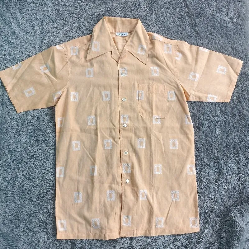 Casual Formal shirt Pria cream yellow photo 1