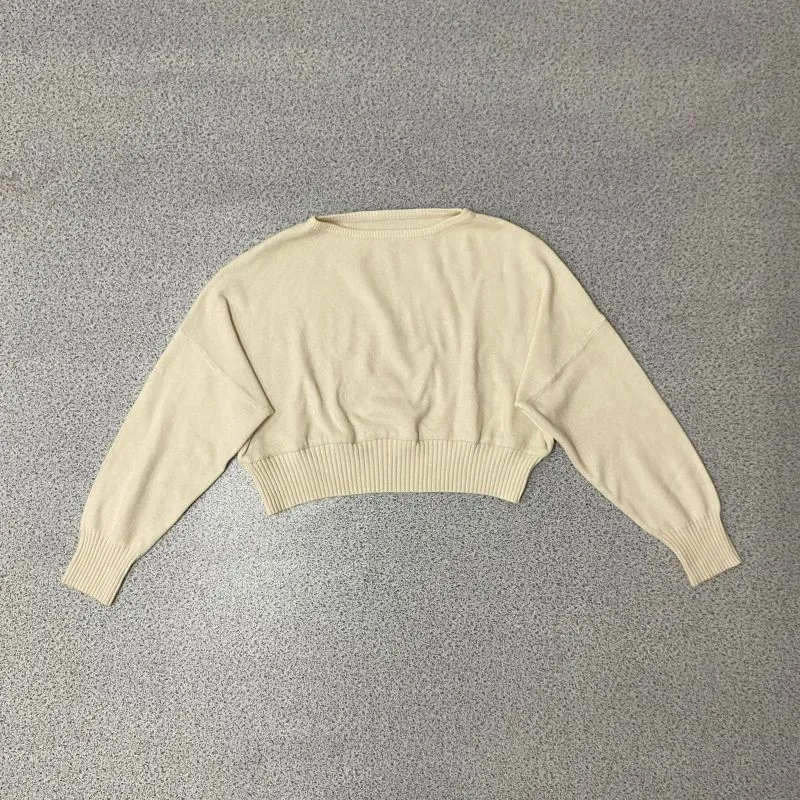 Streetwear Casual Sweater Wanita cream photo 1
