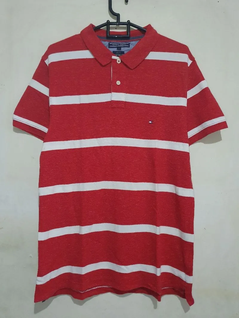 Tommy Hilfiger Casual Polo shirt Pria white red photo 1