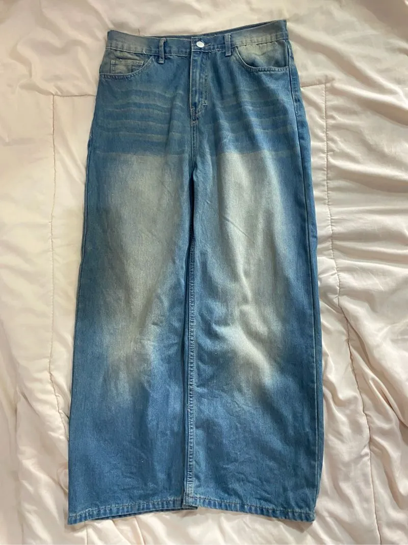 Vintage Y2K High waisted jeans Wanita tan navy photo 1