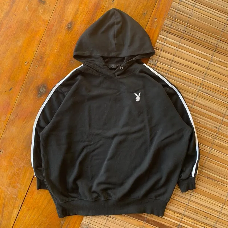 Playboy Streetwear Casual Hoody Pria white black photo 1