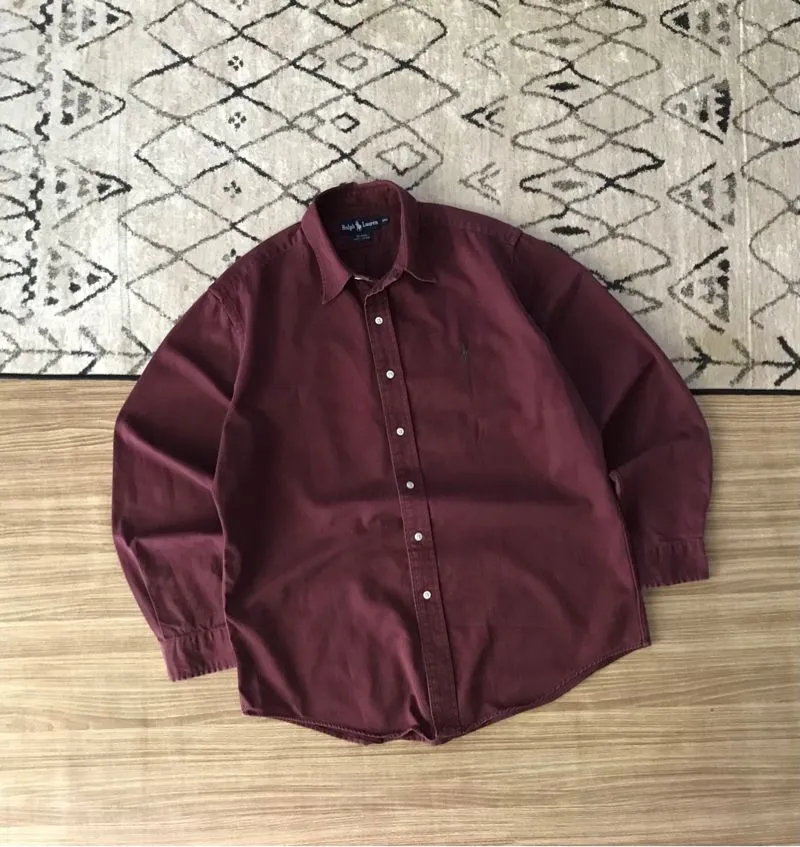 Polo Ralph Lauren Vintage Y2K Casual shirt Pria burgundy photo 1