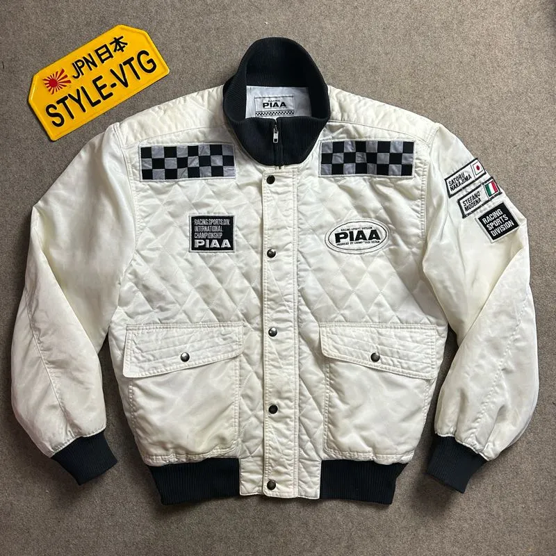 Biker Bomber jacket Pria white black photo 1