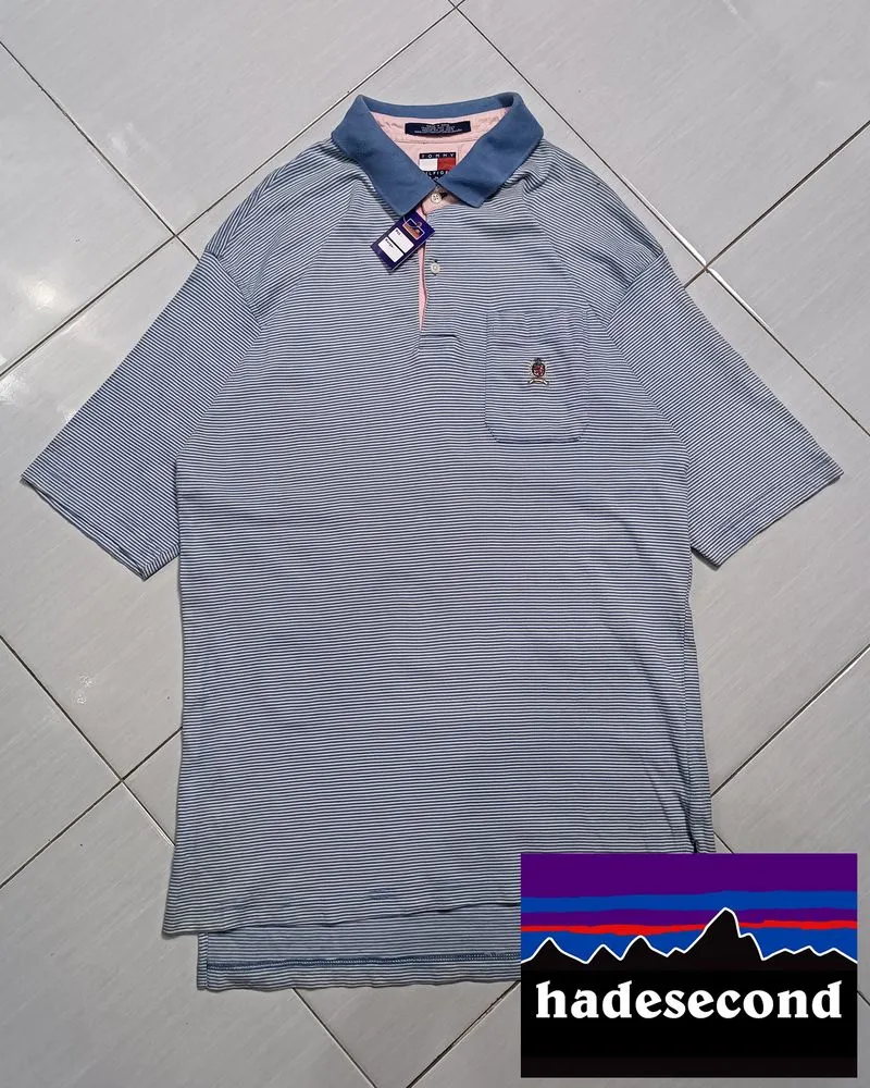 Tommy Hilfiger Vintage Luxury Polo shirt Pria white blue photo 1