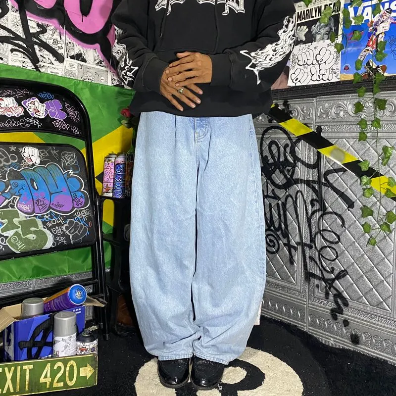 ZARA Streetwear Y2K Jeans Pria white blue photo 1