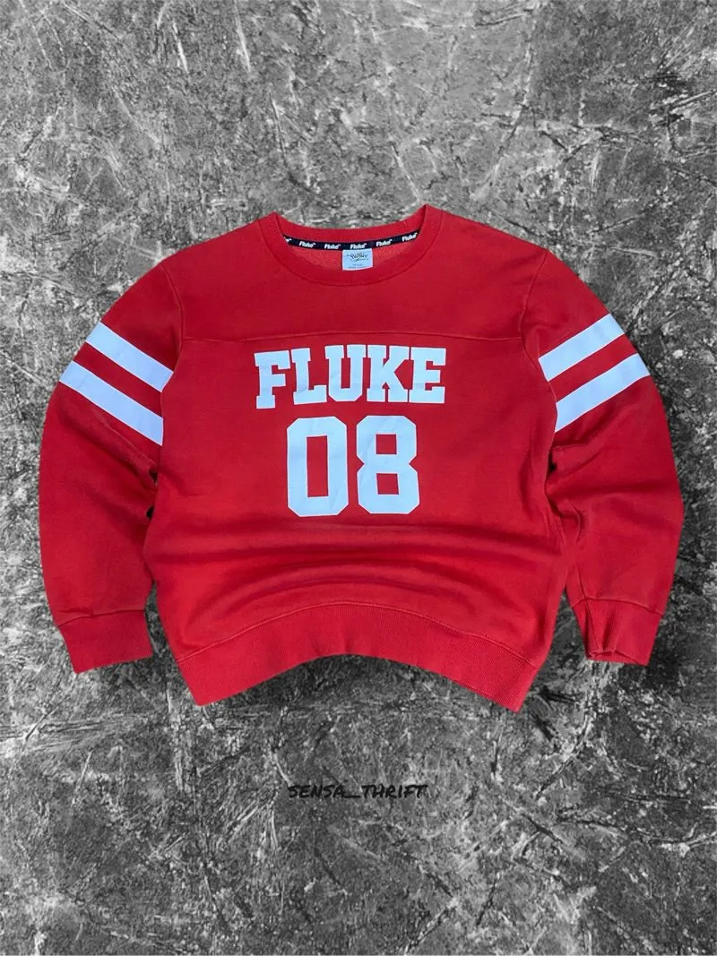 Fluke Skateboard Streetwear Skater Sweatshirt Pria white red photo 1