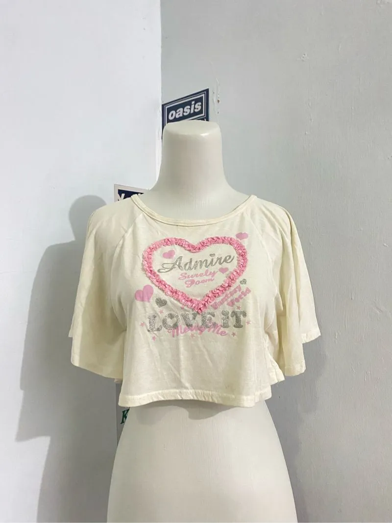 Avant Garde Coquette Crop top Wanita white pink photo 1