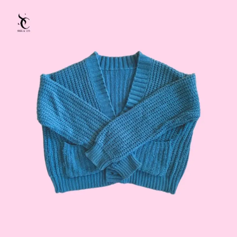 Streetwear Cardigan Wanita blue photo 1