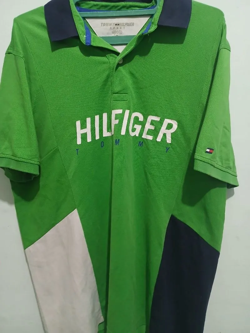 Tommy Hilfiger Luxury Polo shirt Pria white green photo 1