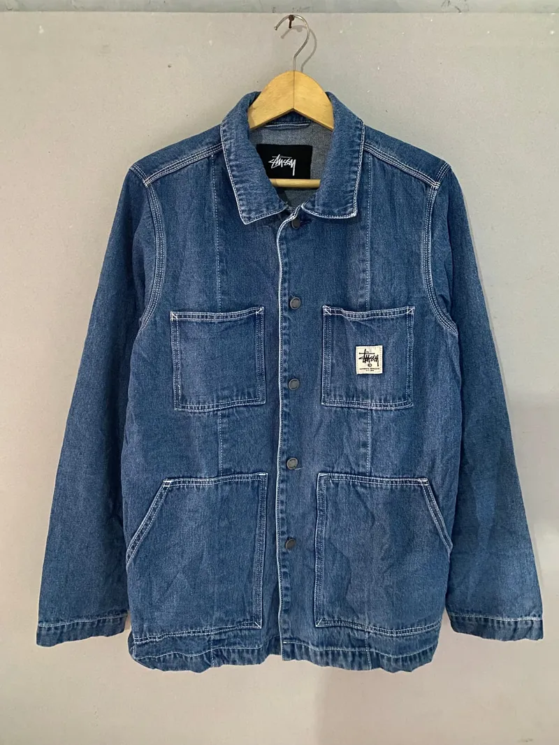 Stussy Y2K Denim jacket Pria blue Preloved