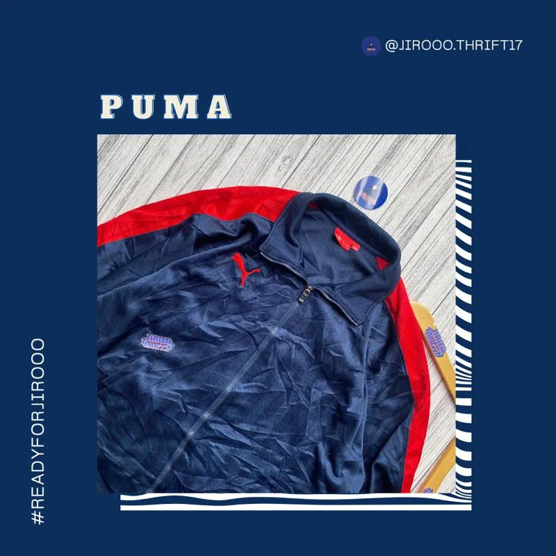 Puma Streetwear Casual Track jacket Pria navy red photo 1