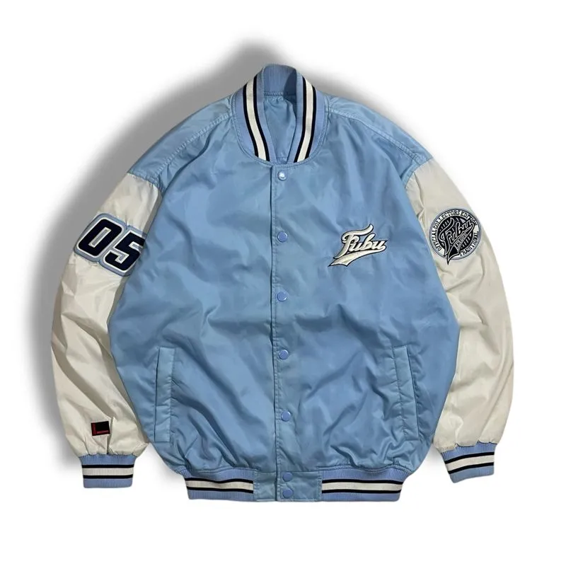 FUBU Vintage Streetwear Bomber jacket Pria white blue photo 1