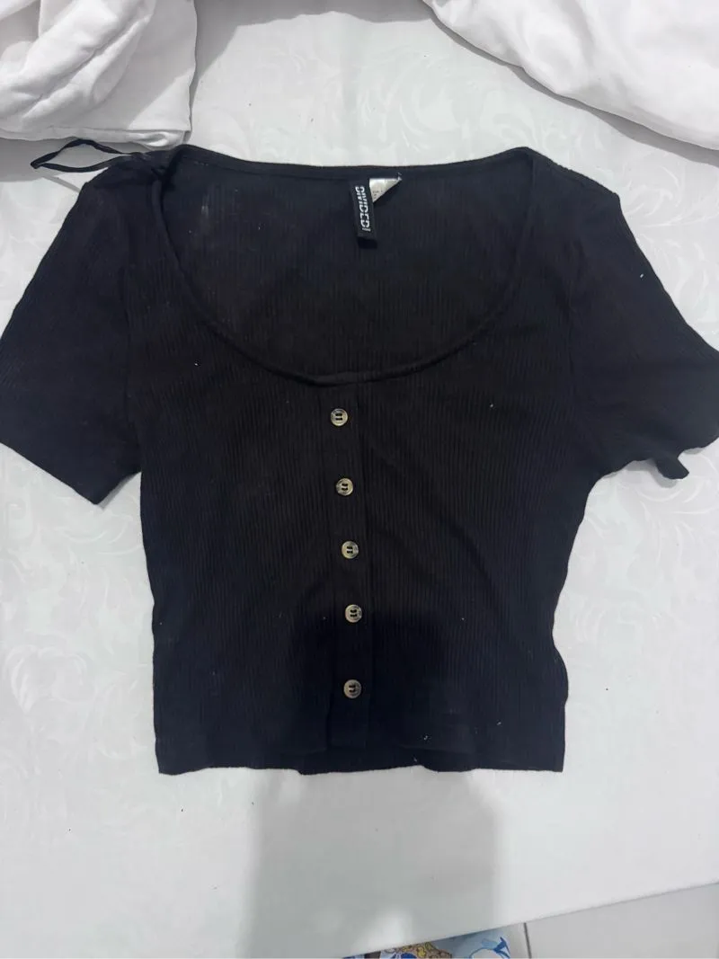 H&M Casual Crop top Wanita black photo 1