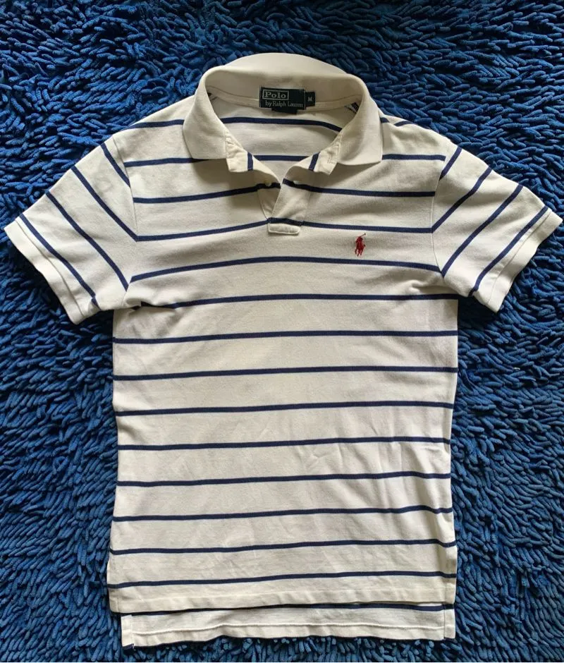 Polo Ralph Lauren Luxury Minimalist Polo shirt Pria white blue photo 1
