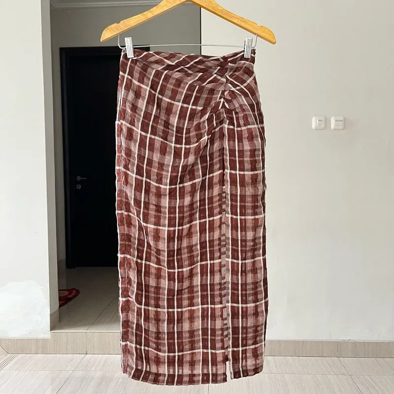 ZARA Casual Skirt Wanita white brown photo 1