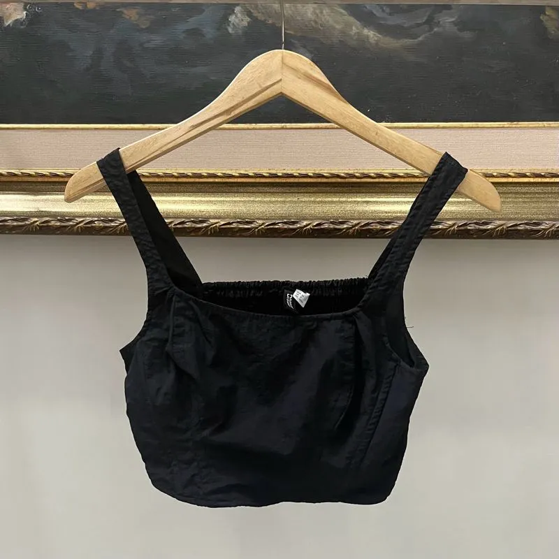 H&M Emo Casual Crop top Wanita black photo 1