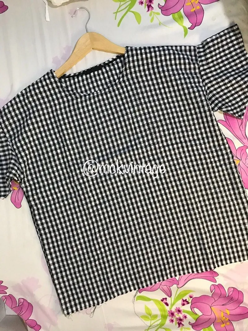 Baju kotak-kotak hitam putih Ld: Panjang: photo 1
