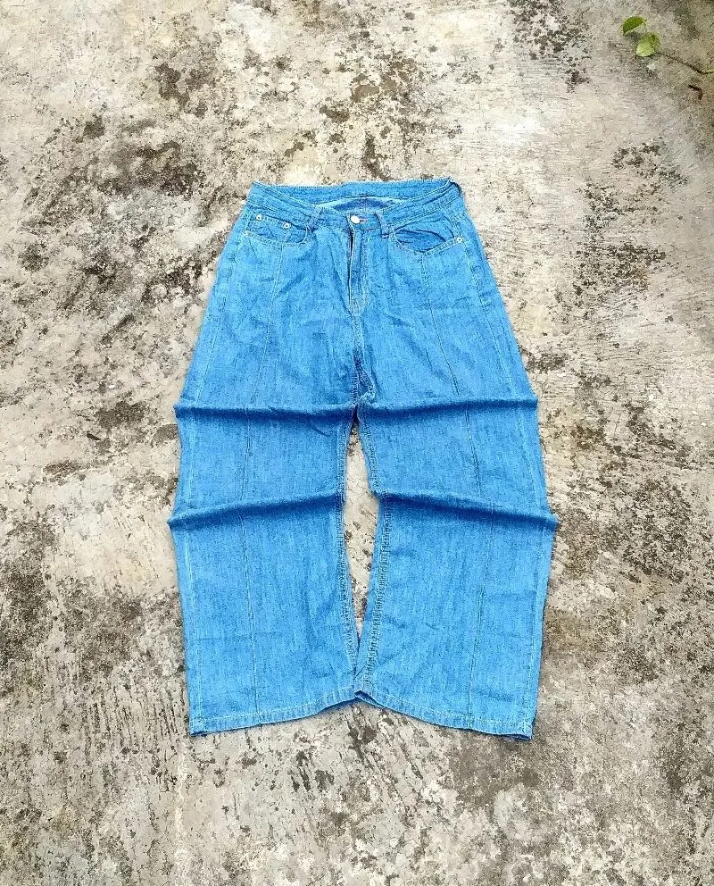 Streetwear Minimalist Wide leg jeans Wanita blue photo 1