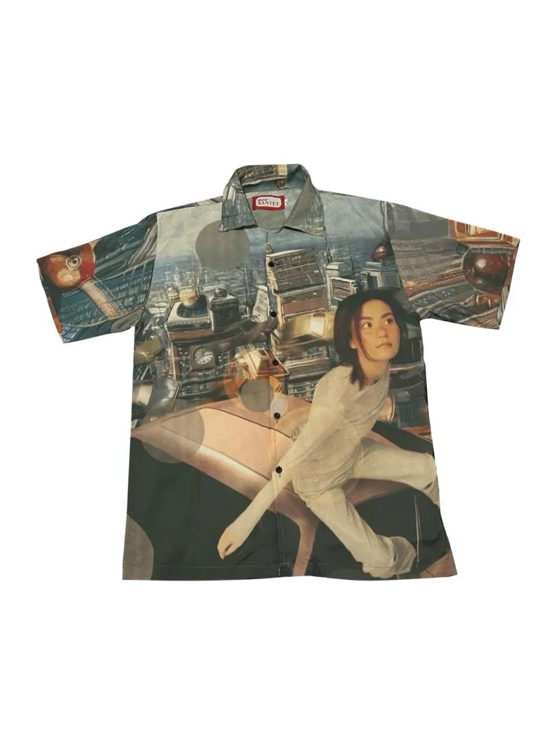 Streetwear Y2K Casual shirt Pria tan brown photo 1