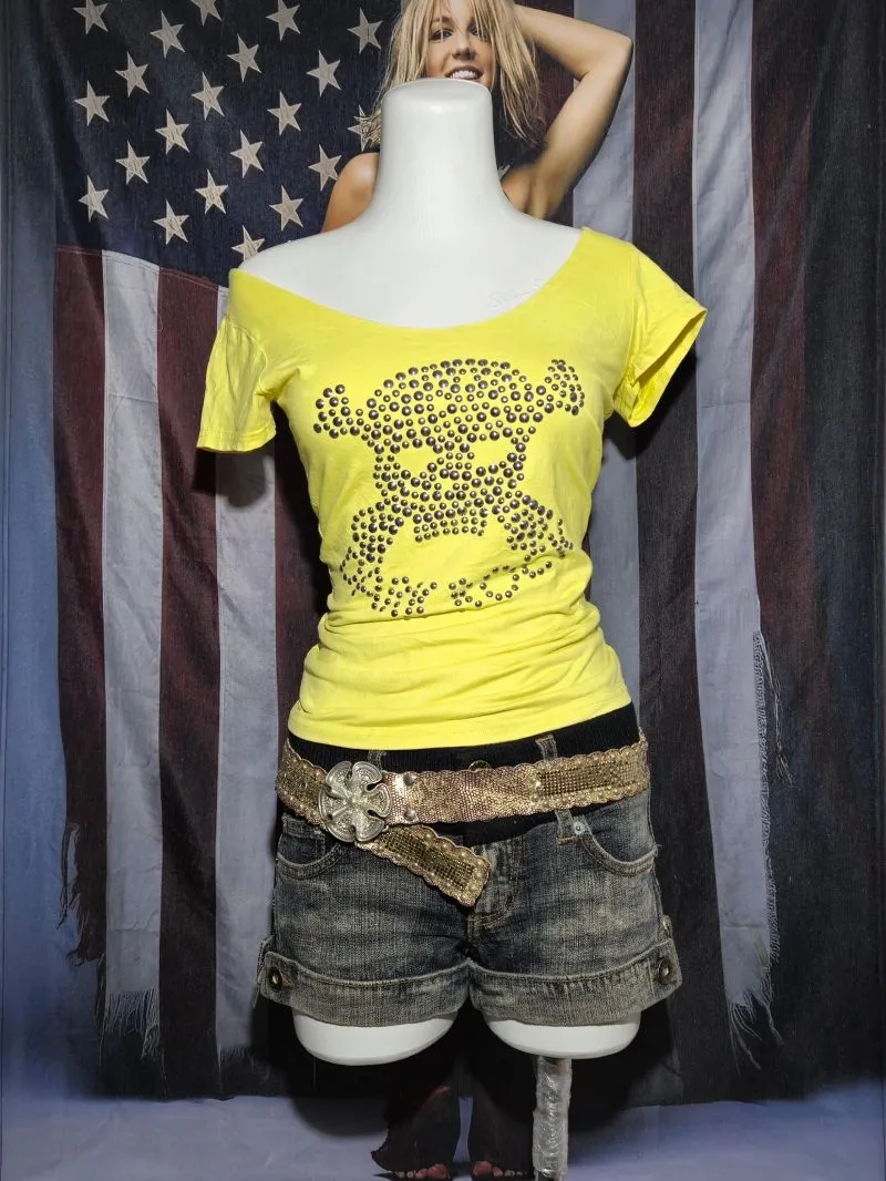 Streetwear Y2K T-shirt Wanita yellow photo 1