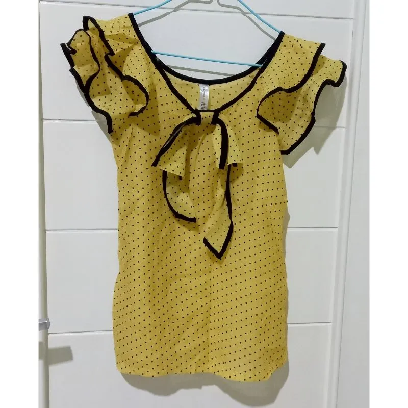 Vintage Coquette Blouse Wanita yellow photo 1